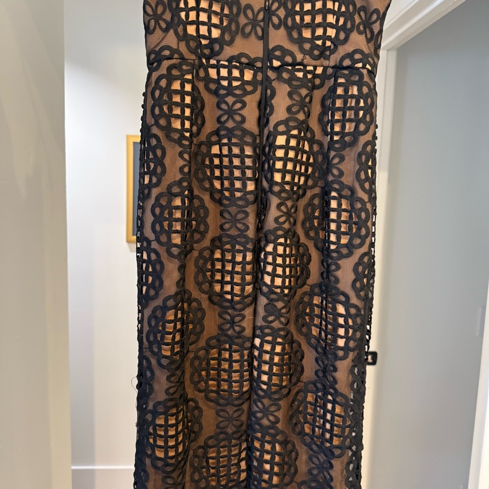 Fabulous Agilita Black Tie Applique Overlay Nude Trumpet Mermaid Dress Sz XS - Picture 6 of 12